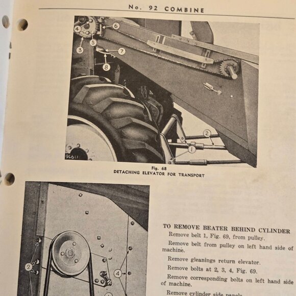 Vintage Massey Harris No 92 Combine Owners Manual 1963 Agricultural Repair Guide - Picture 8 of 16